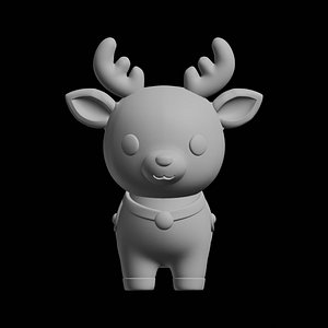 3D Cute Reindeer Figurine 3D Print Model
