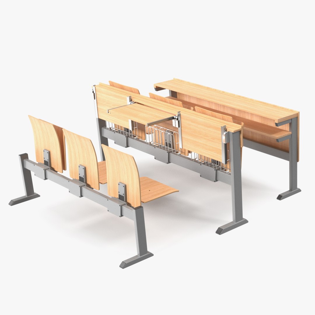 University Seating System Set Six Seats 3D model preview
