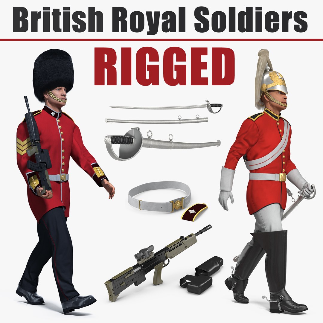 British Royal Rigged Soldiers Collection 3D model preview