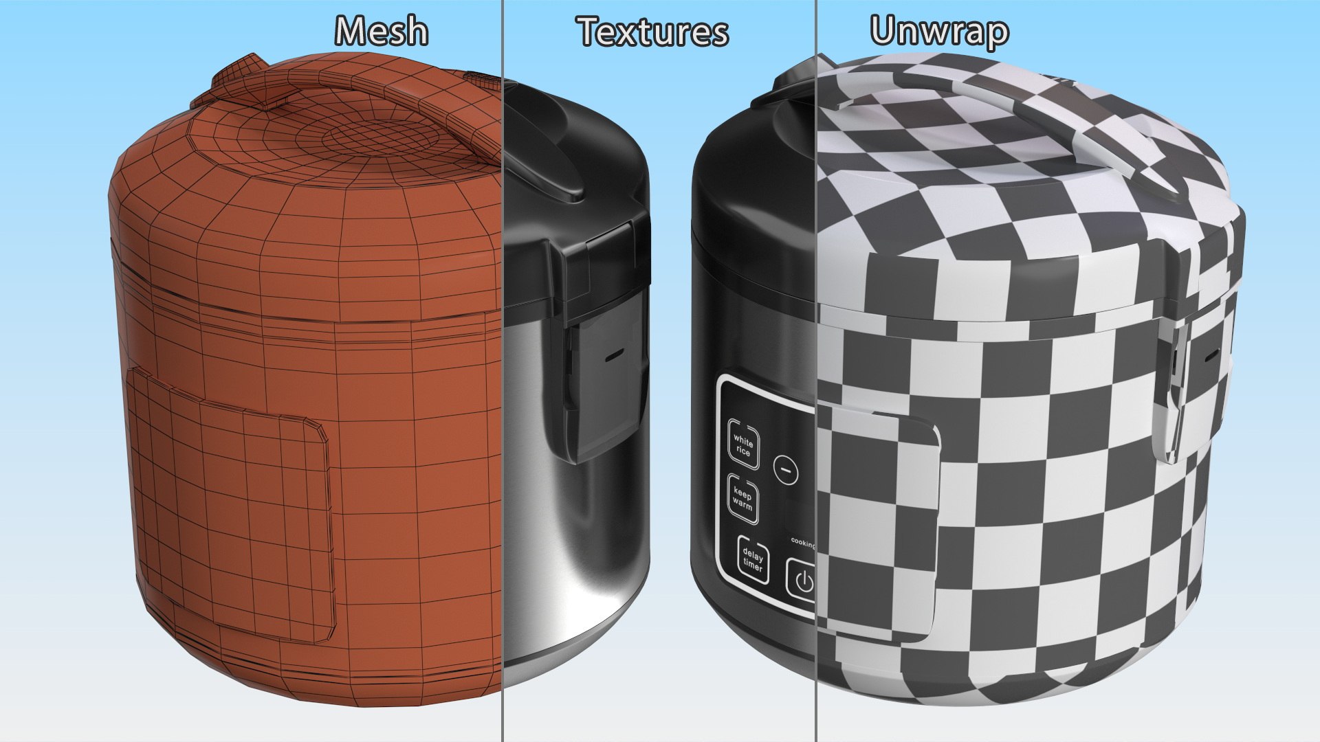 Digital Rice Cooker With Control Panel 3D Model - TurboSquid 2437922