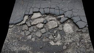 asphalt destroyed road debris part1 photogrammetry 3D model
