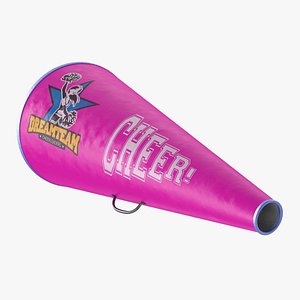 3d cheerleader megaphone pink modeled
