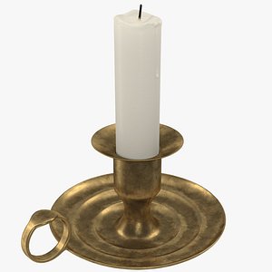 3d model antique brass candle holder