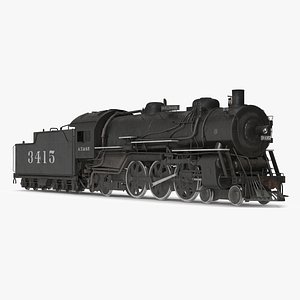 3D Vintage Steam Locomotive ATSF 3415 model