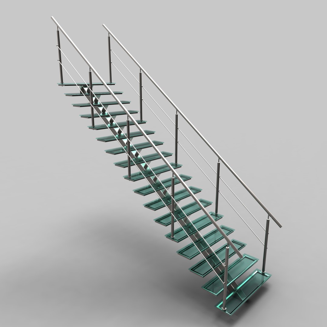 3d Glass Stairs Model