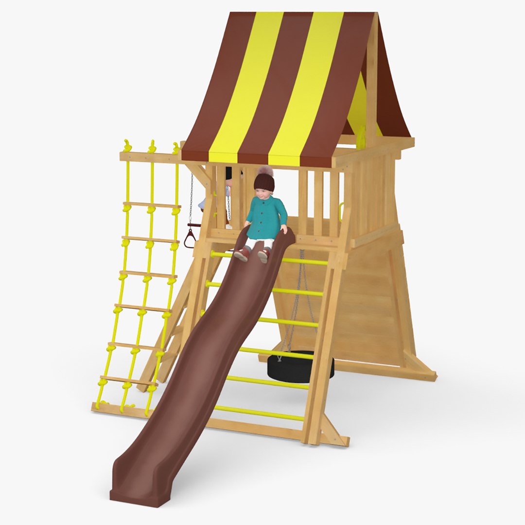 Children on Slide Fur Rigged