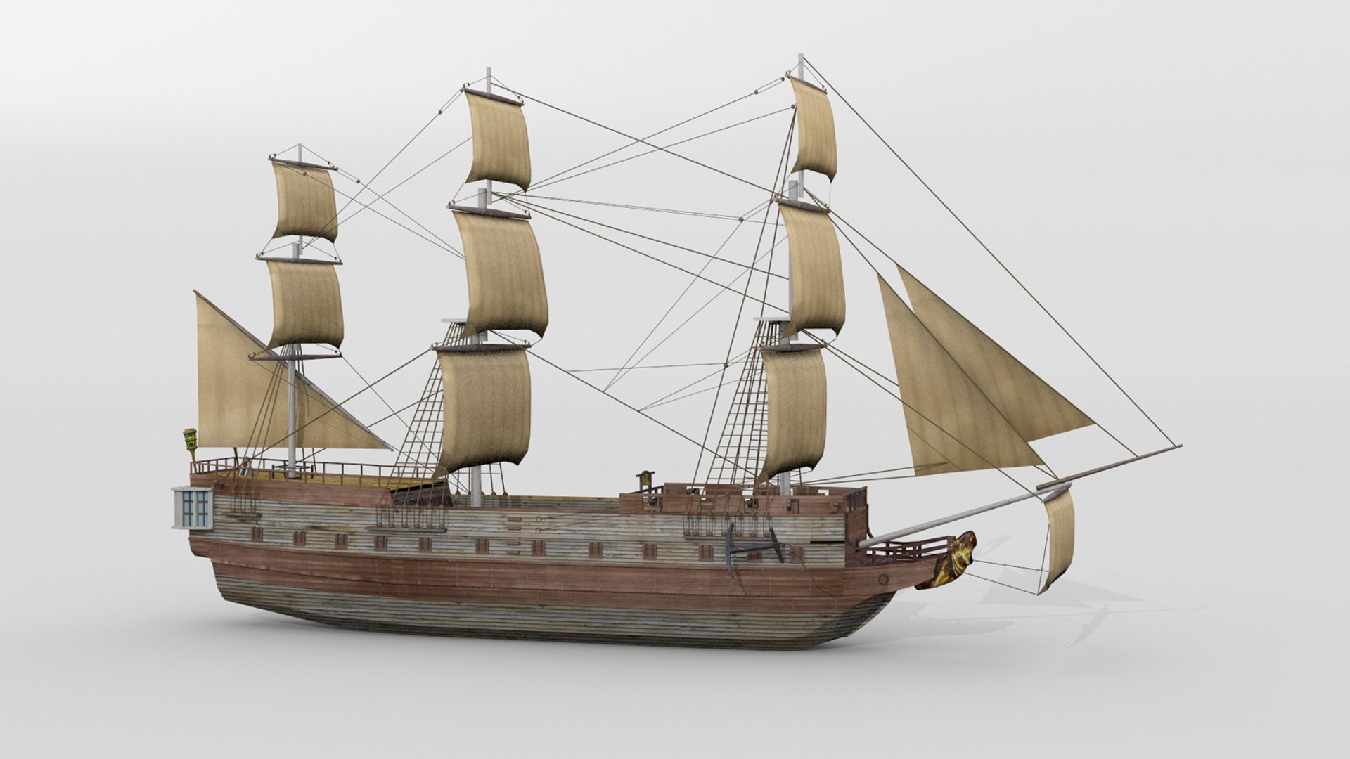 3d Model Historical French Sailship