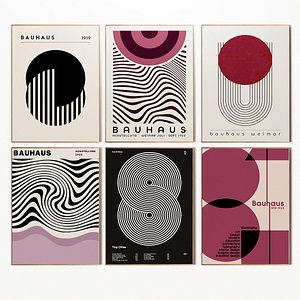 3D Bauhaus RedWine posters