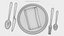 Plates Cutlery and with Napkin 3D