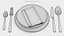 Plates Cutlery and with Napkin 3D