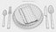 Plates Cutlery and with Napkin 3D