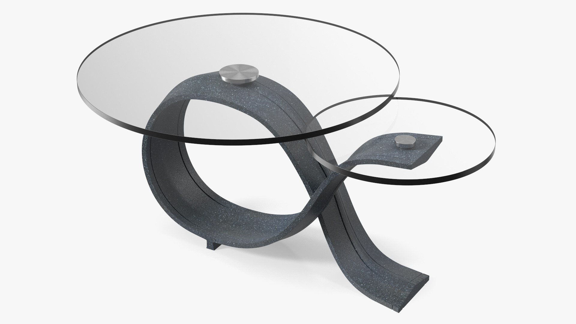 Black Stone Coffee Table with Glass 3D model preview