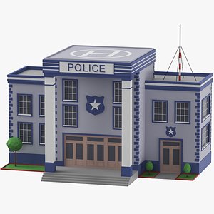 3D model Low Poly Cartoon Police Station