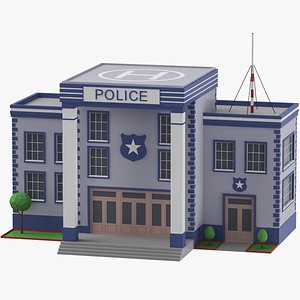 Low Poly Cartoon Police Station