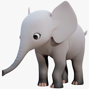 Cute Elephant Cartoon Character 3D model