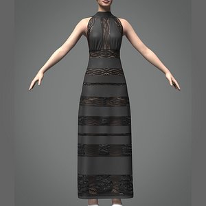 3D Womens Long Dress