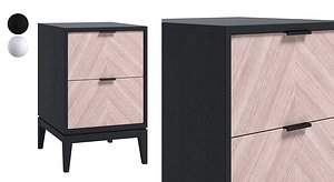 3D Bedside table dark gray and white