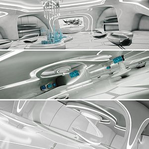 3D sci-fi exhibition room design model