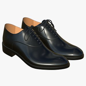 Black Leather Lace Up Shoes model