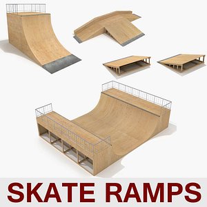 Skate Ramp Half Pipe Fun Box Skateboarding Element Collection A