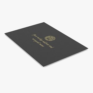 3D Black Envelope with Golden Letters Mockup model