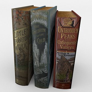 3d model realistic book set 1