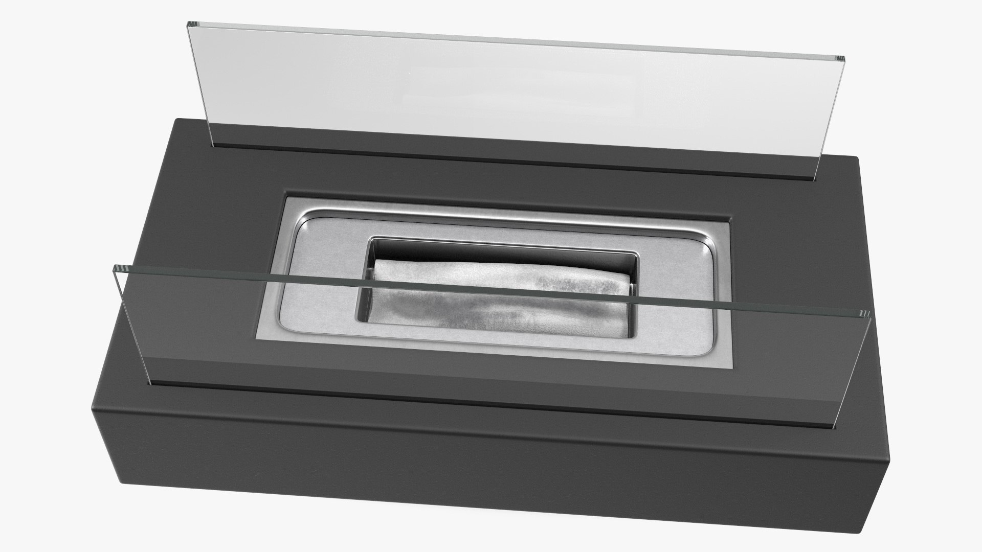 Black Bio Ethanol Fireplace Switched Off 3D model preview