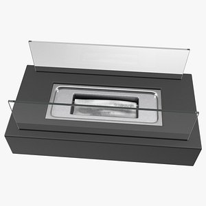 Black Bio Ethanol Fireplace Switched Off 3D