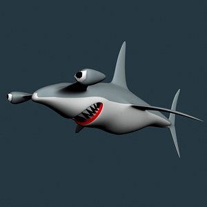 3d hammerhead shark cartoon character model