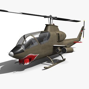 ah-1g cobra attack helicopter 3d max