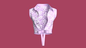 Girls Printed Tie-Front Sleeveless Crop Top 3D