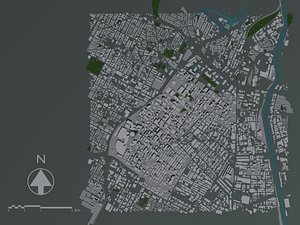 3D Los Angeles downtown USA - Mass buildings model