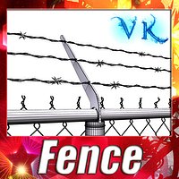 Chain Fence - Barbed Wire _ High detailed.