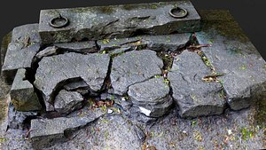 3D steps ruins mossy stone blocks temple PBR photogrammetry model
