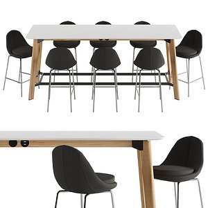 Keilhauer Awla Height Table and Juxta Leg Counter Stool 3D model