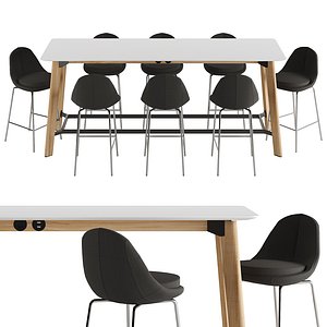 Keilhauer Awla Height Table and Juxta Leg Counter Stool