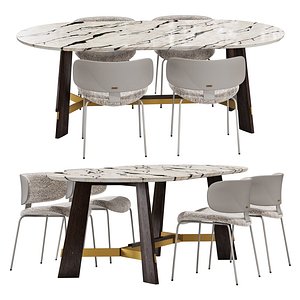 3D Black tie dining set natalia chair-medison table