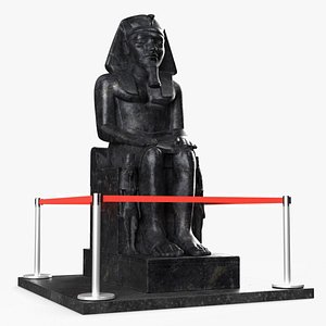 Amenhotep III Seated Statue Black Museum Display 3D model