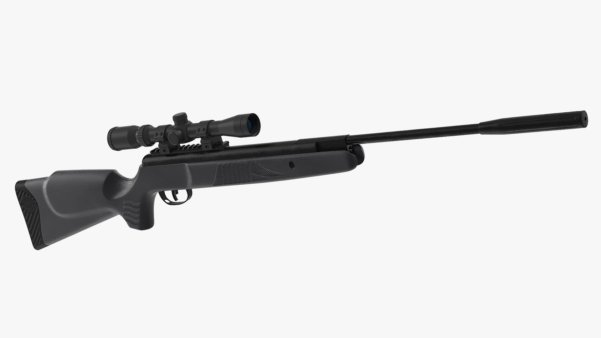 Break Barrel Air Rifle with Scope 3D model preview