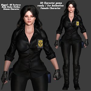 3D model AAA 3D REALISTIC CHARACTER POLICE WOMAN - HUMAN RIG GAME READY