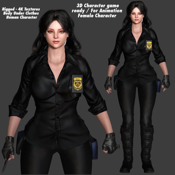 3D model AAA 3D REALISTIC CHARACTER POLICE WOMAN - HUMAN RIG GAME READY