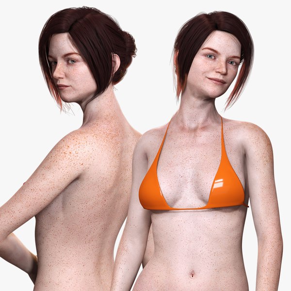 3D Arij - Realisric Red Head Woman Freckles