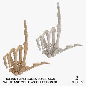 3D model Human Hand Bones Loser Sign White and Yellow Collection 01 - 2 models