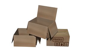 3D model low-poly cardboard box