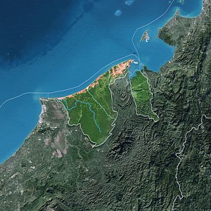 Brunei Map - 5K Realistic Satellite Terrain - Elevation
