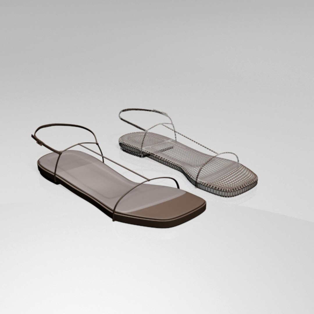 Stylish Square-toe T-strap Flat 3D Model - TurboSquid 1701460