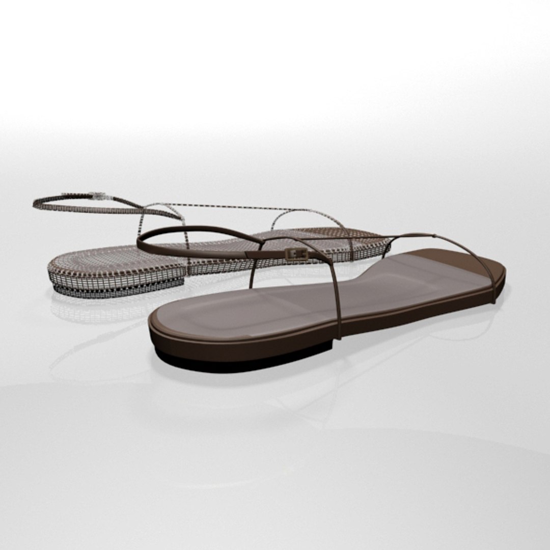Stylish Square-toe T-strap Flat 3D Model - TurboSquid 1701460
