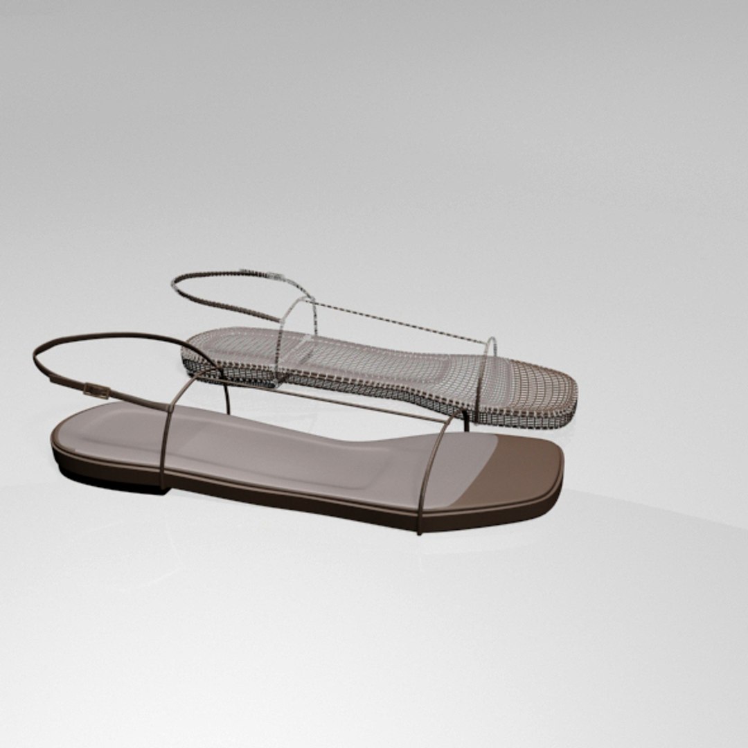 Stylish Square-toe T-strap Flat 3D Model - TurboSquid 1701460