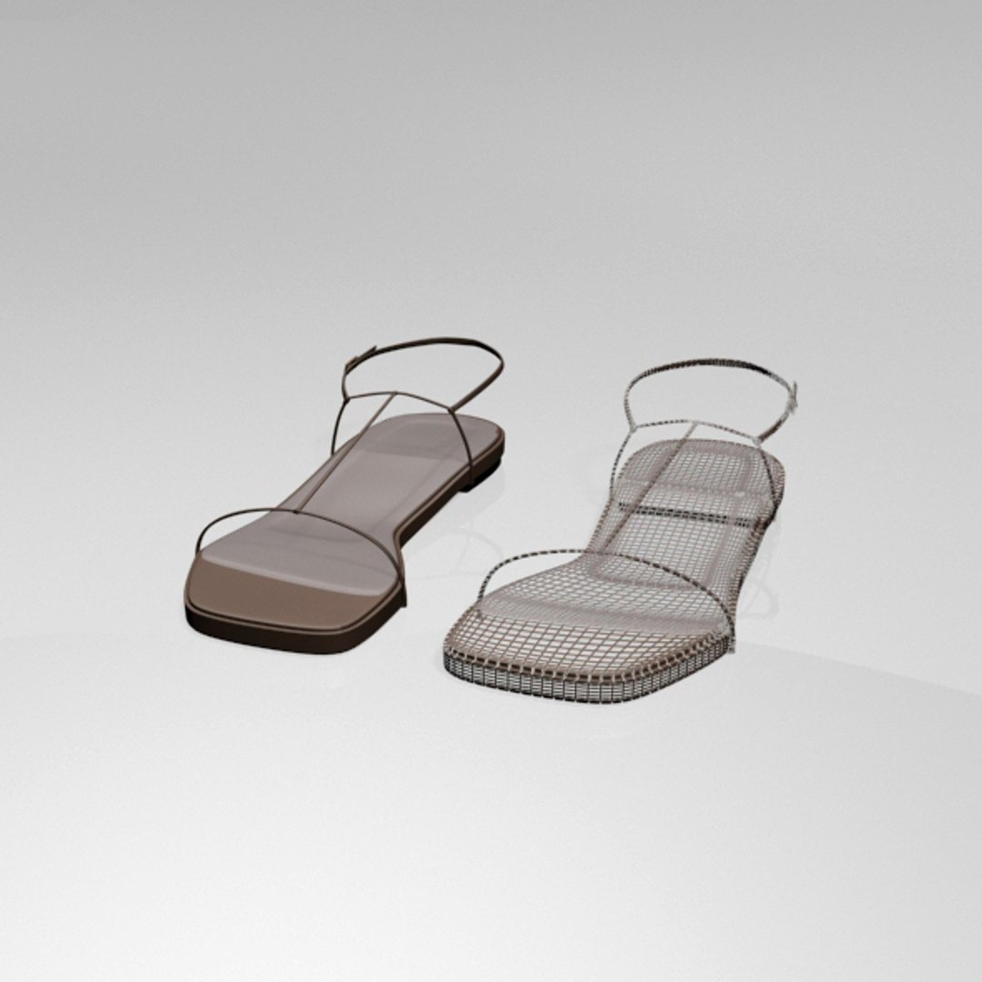Stylish Square-toe T-strap Flat 3D Model - TurboSquid 1701460