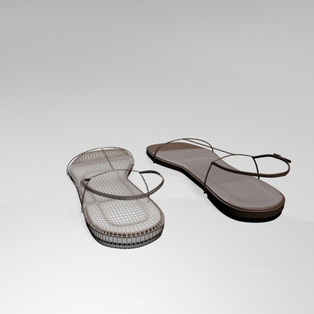 Stylish Square-toe T-strap Flat 3D Model - TurboSquid 1701460